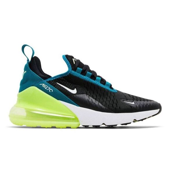 NIKE Air Max 270 "Black Bright Spruce Volt" Running Shoes Size 6.5Y/W8 - Picture 1 of 11